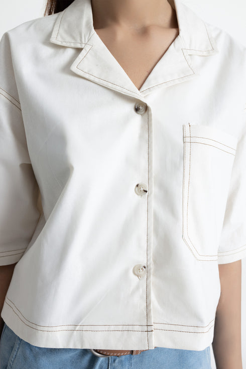 The White Boxy Crop Top